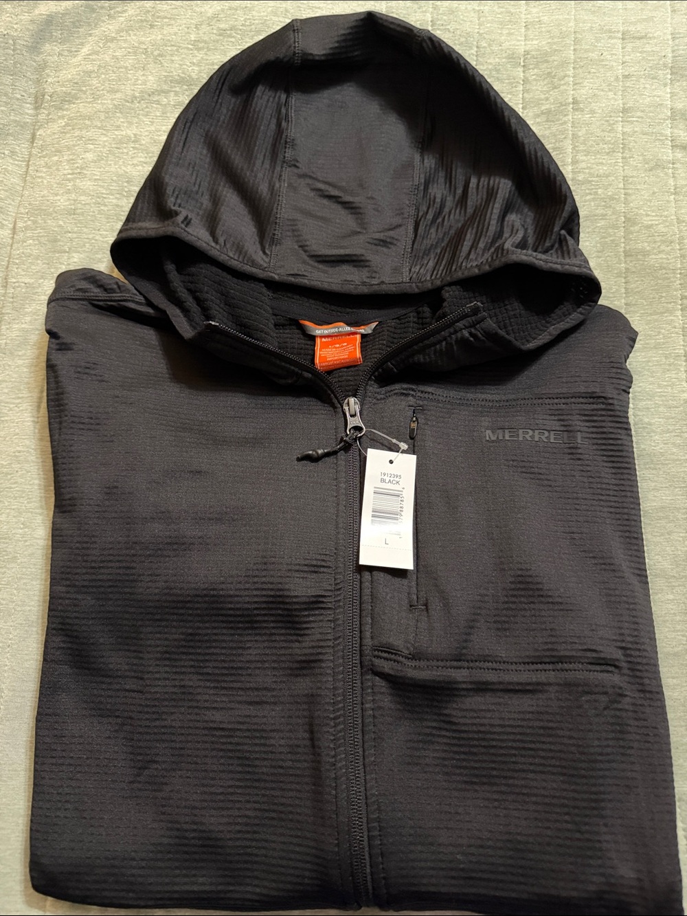 Merrell Men’s Black Lightweight Hooded Zip Jacket